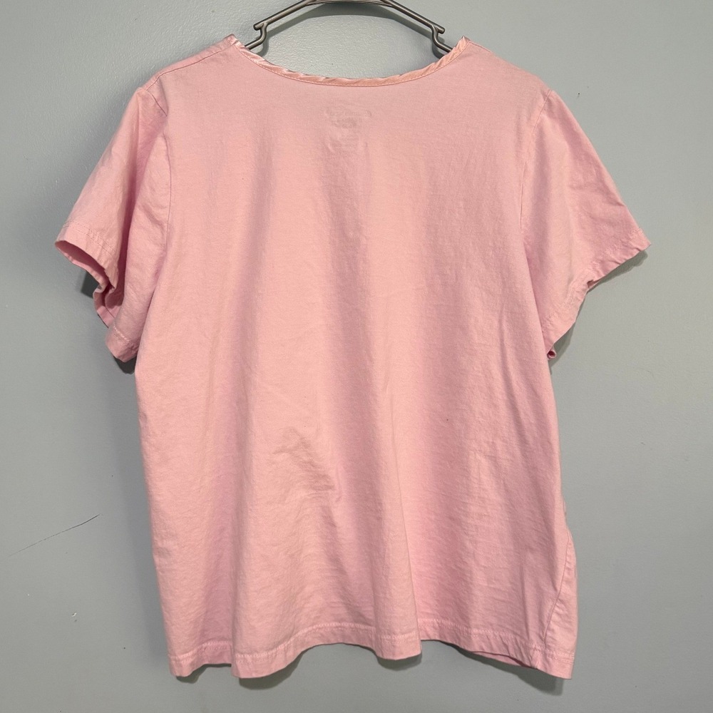 Dreams & Co 18/20 L Pink Cotton Sleep Shirt Short Sleeve Pajama Top 1439 - Picture 2 of 4